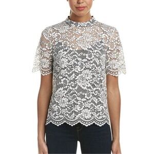 Trina Turk Black and White Lace Top
